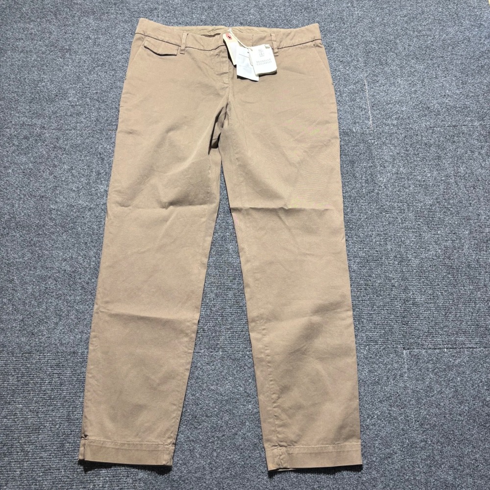 Brunello Cucinelli Womens Tan Cotton Chino TrousersItaly Size 8 NWT $700